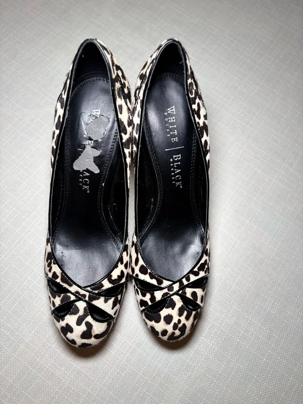 White House Black Market Leopard Print Peep Toe Heels Size 8.5 | Animal Print - Picture 6 of 6